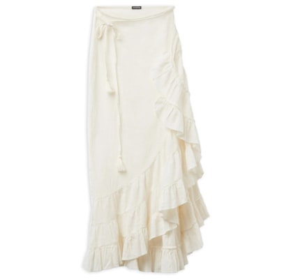 Saia Comprida Com Babados - Off-White