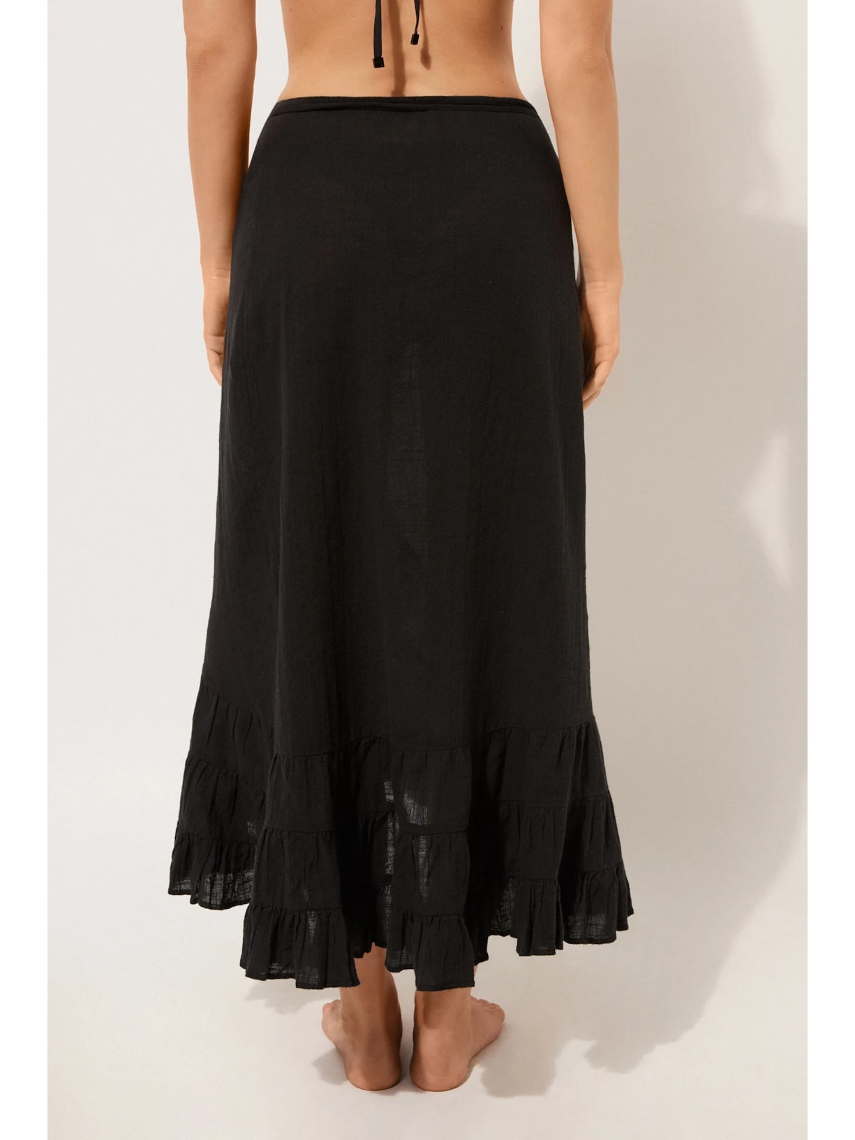 Saia Comprida Com Babados Preto Calzedonia