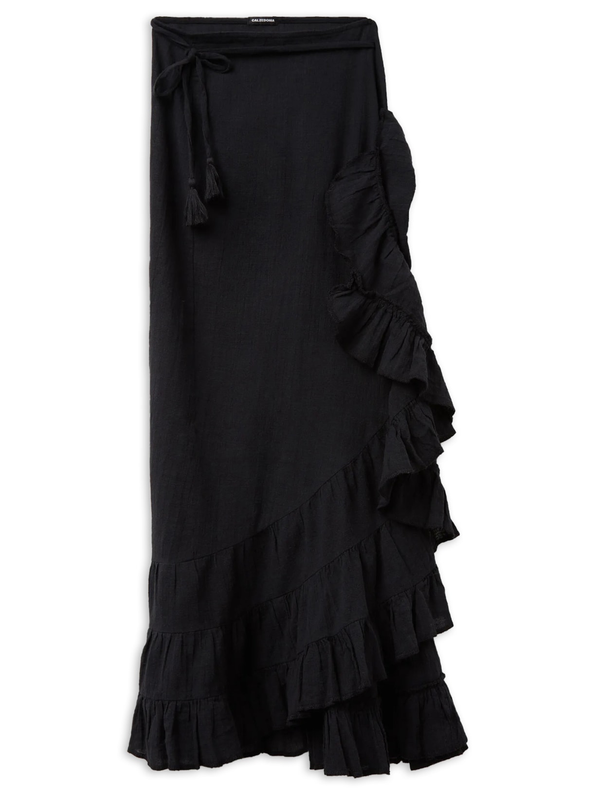 Saia Comprida Com Babados - Preto