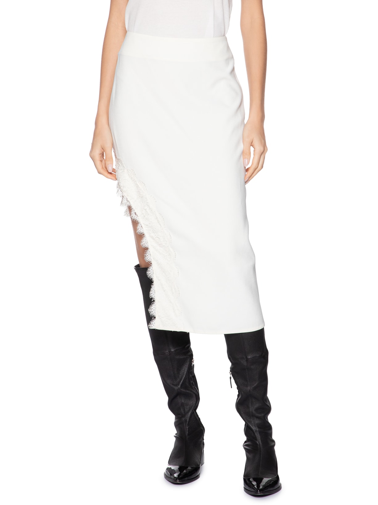 Saia Crepe Lace Lais Branco Nk