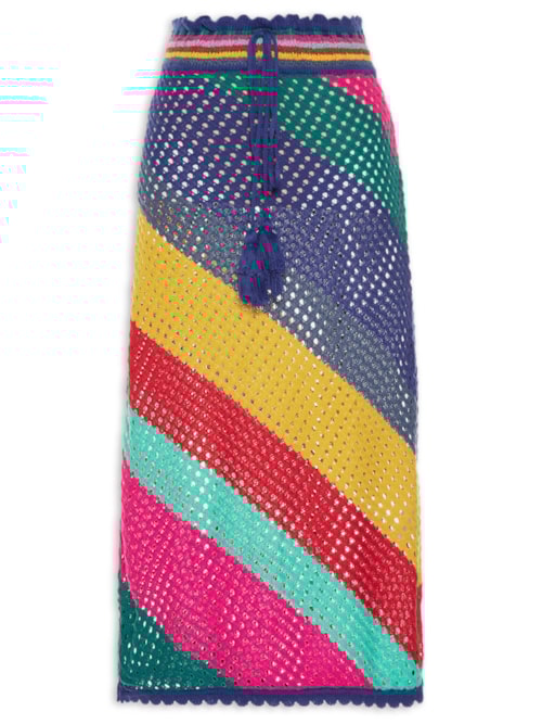 Saia Crochê Listra Amanda - Azul