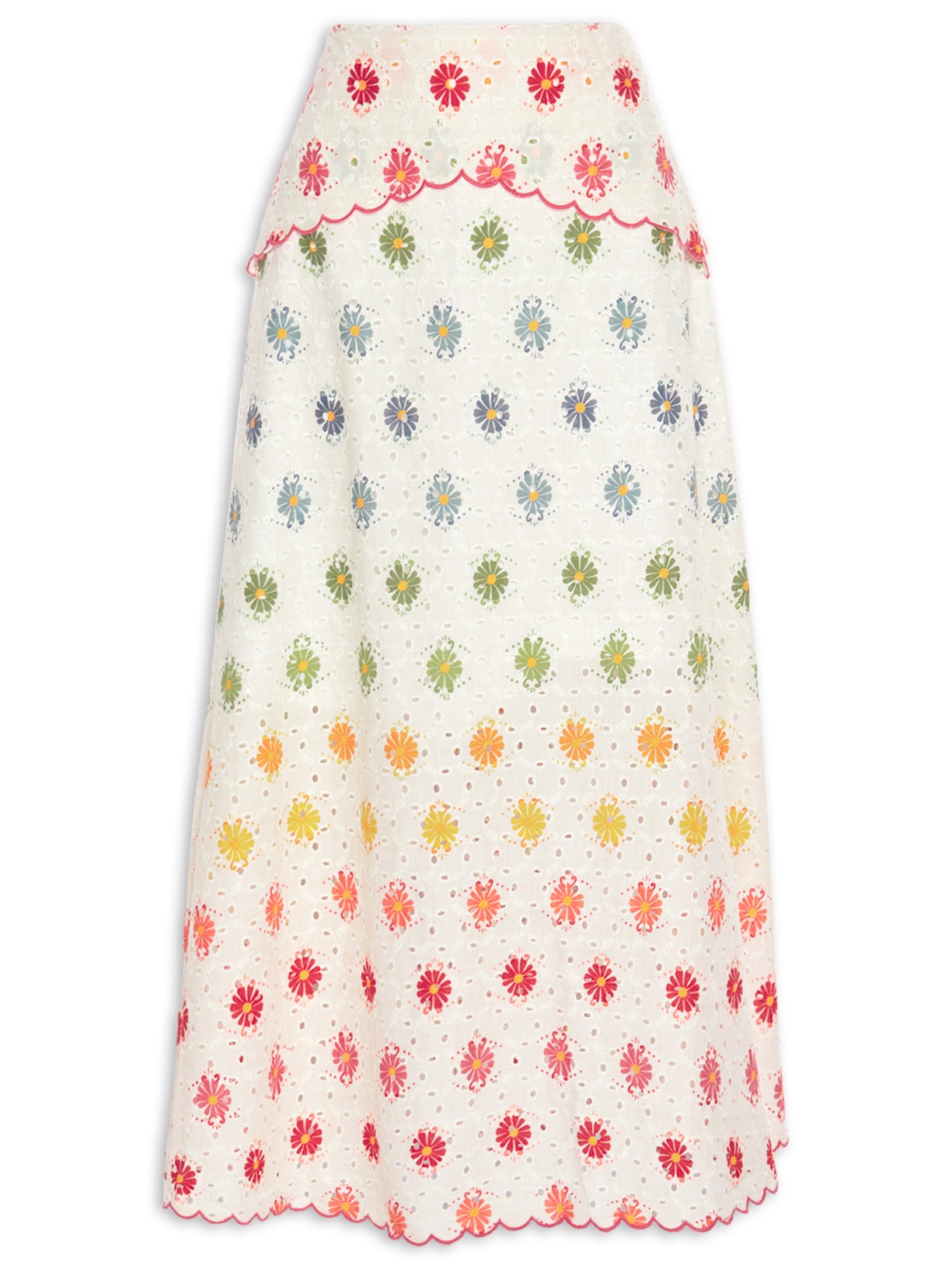 Saia Cropped Margaridinhas Rainbow - Off White