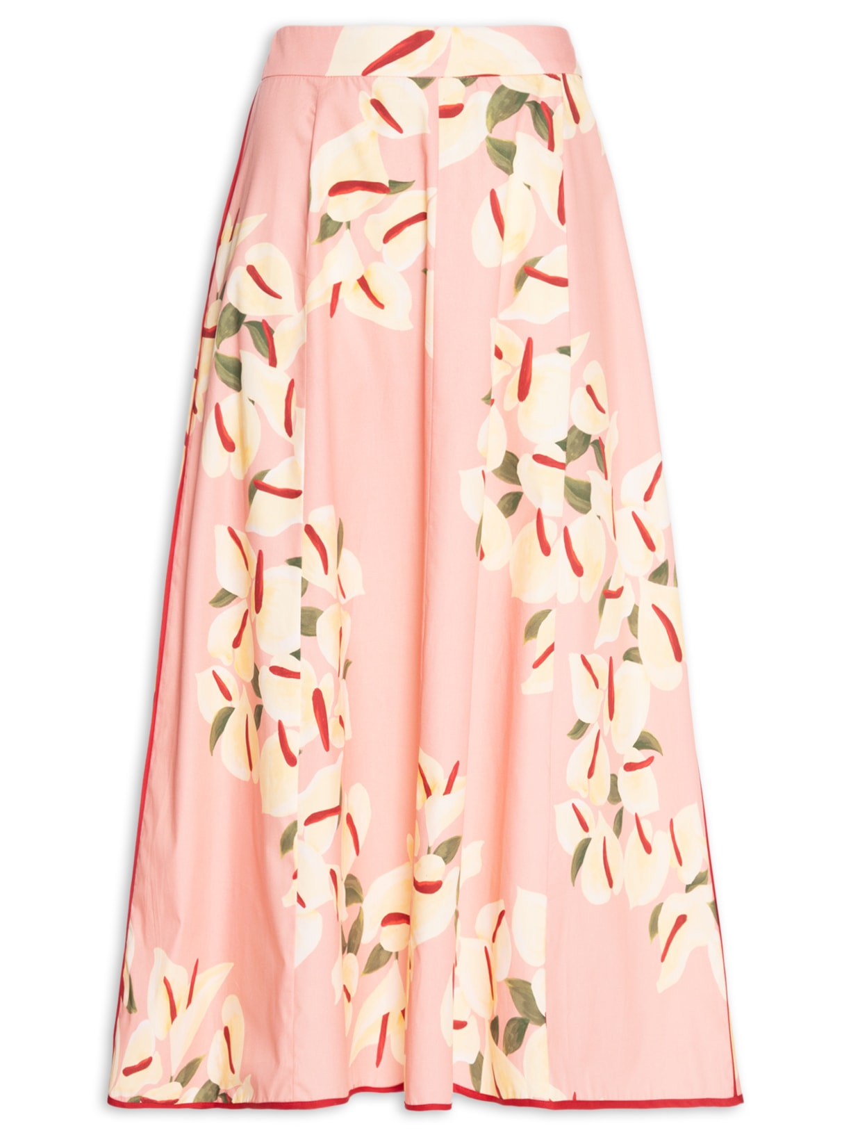 Saia Cropped Tricoline Estampa Antúrio - Rosa