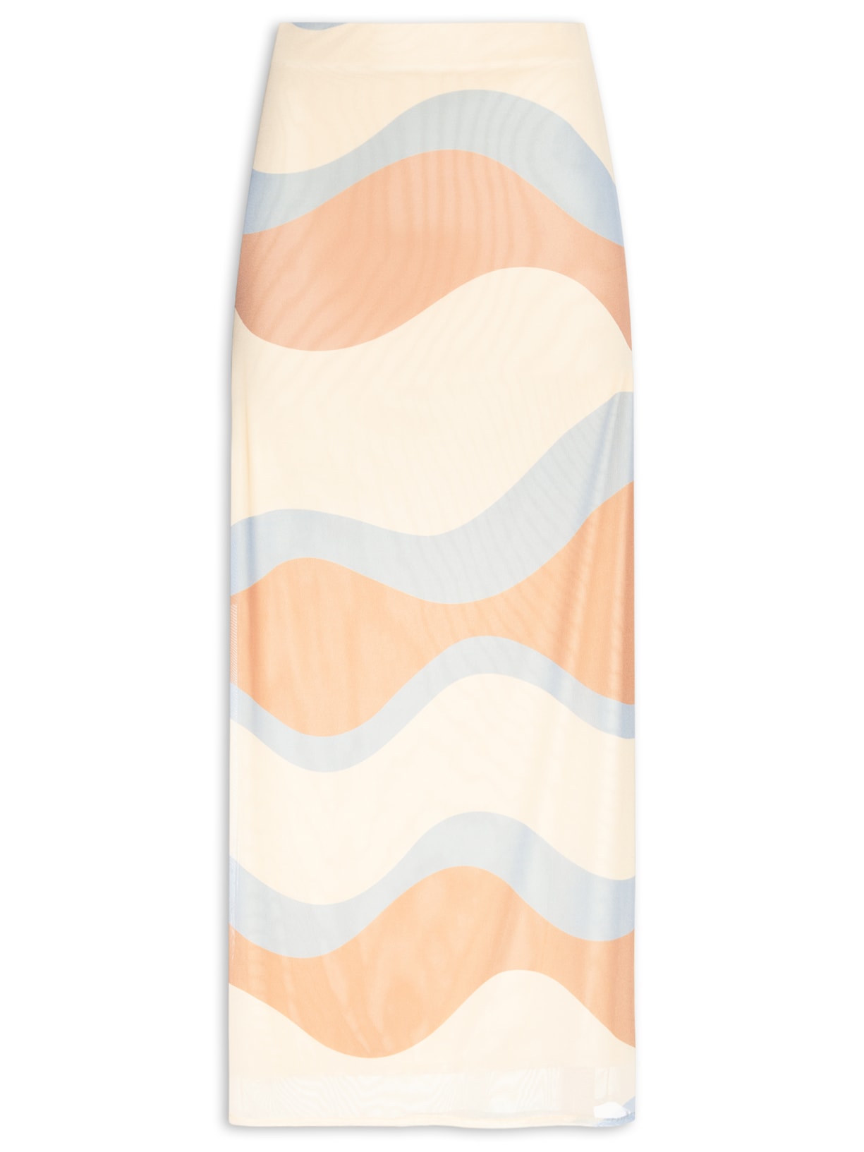 Saia Cropped Tule Estampa Oceano - Bege