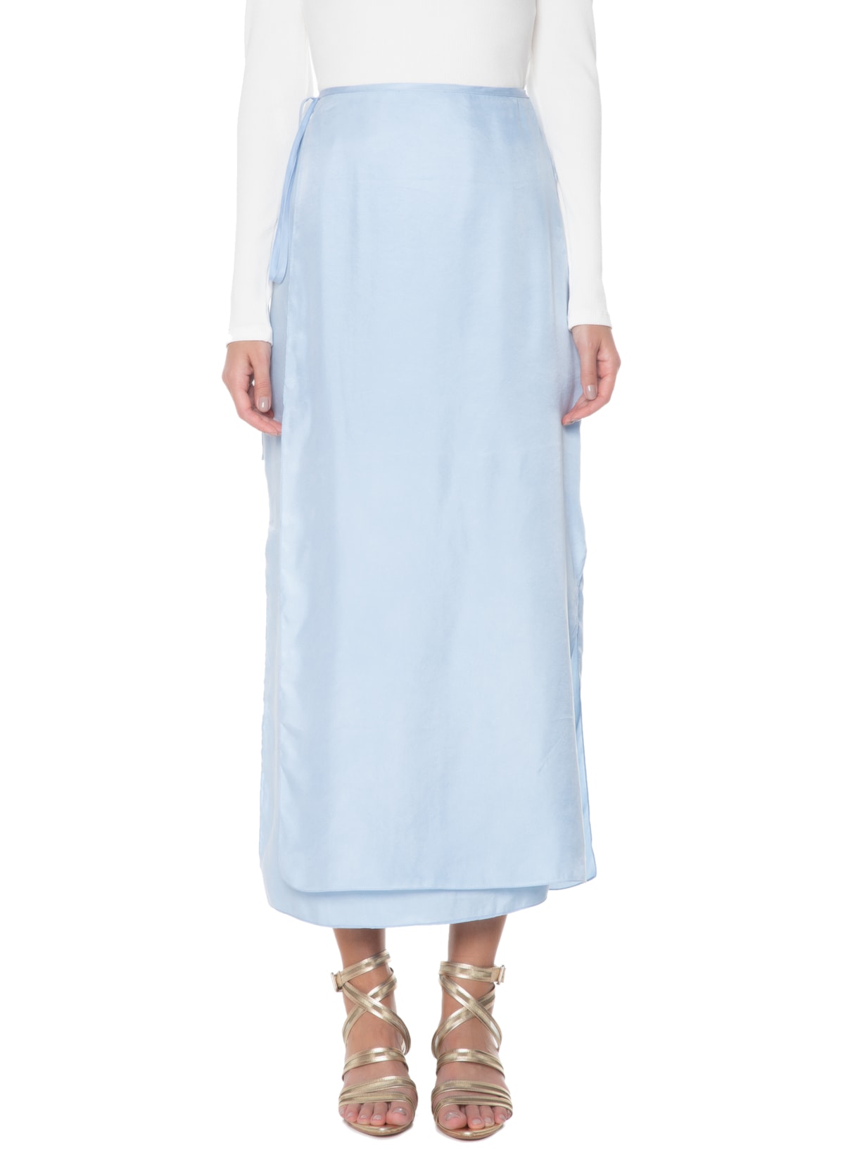 Saia Cupro Midi Pareô  Azul '2Essential