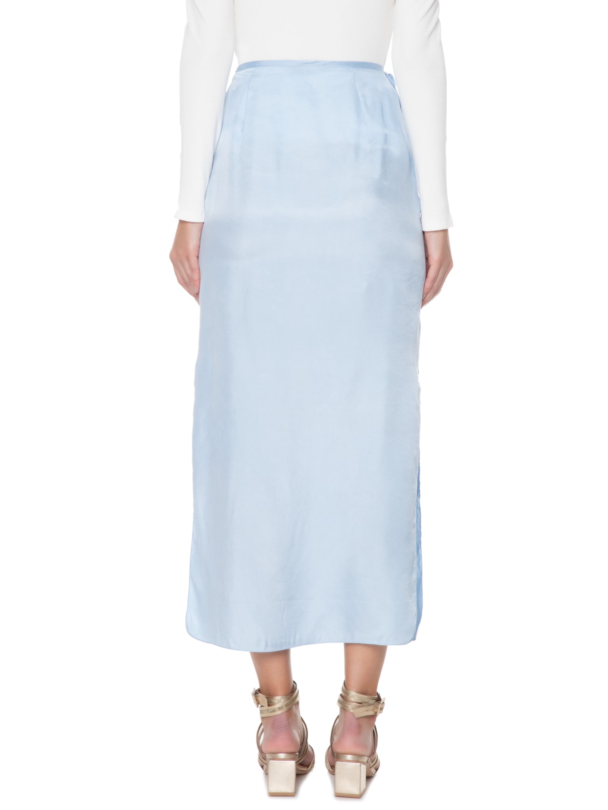 Saia Cupro Midi Pareô  Azul '2Essential