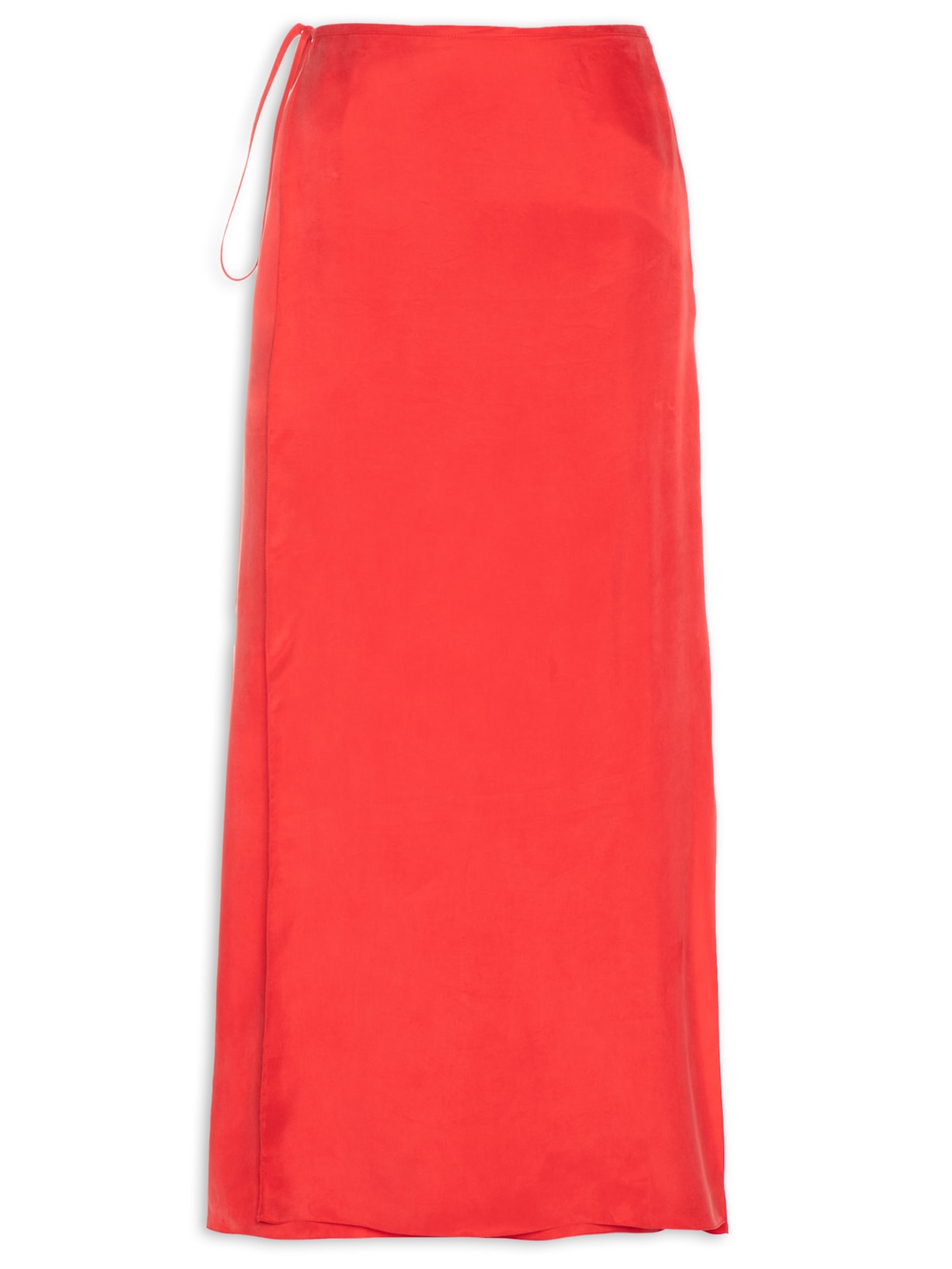 Saia Cupro Midi Pareô - Vermelho