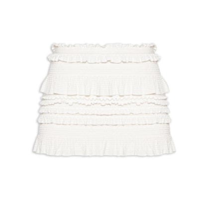 Saia Curta Babados Textura - Branco