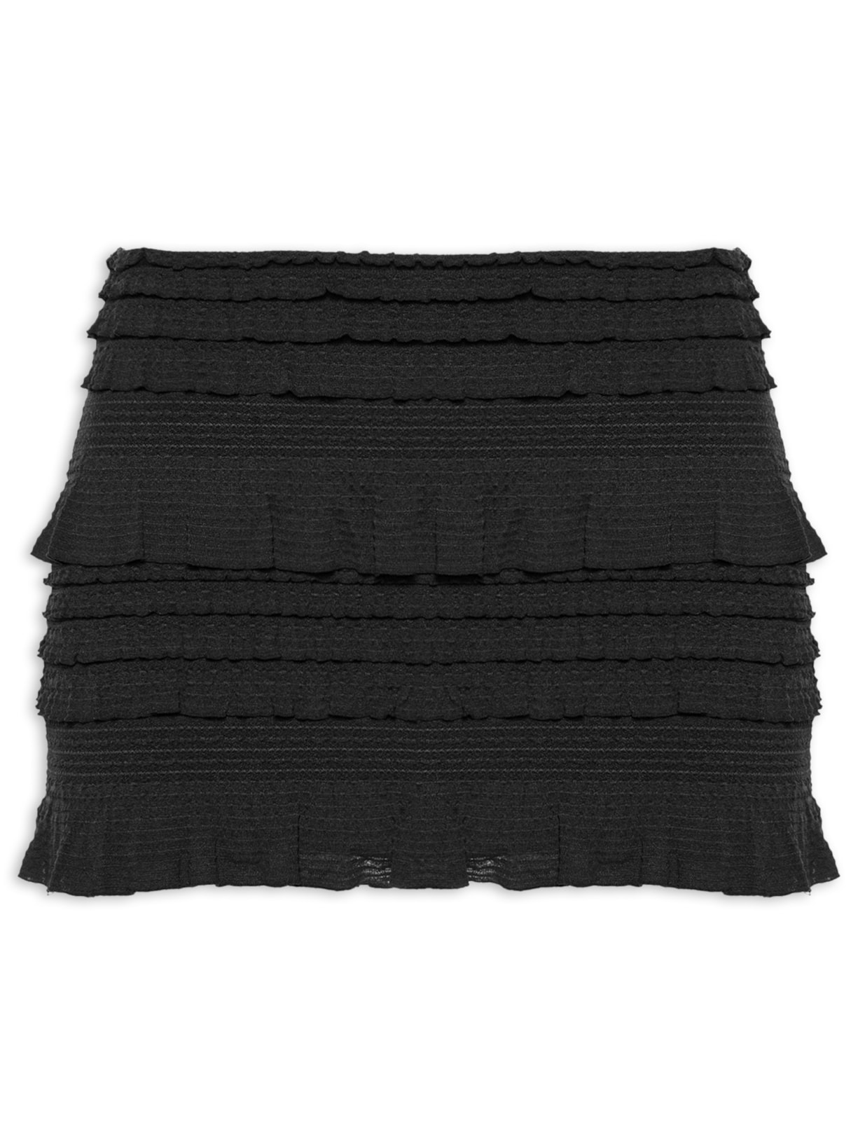 Saia Curta Babados Textura - Preto