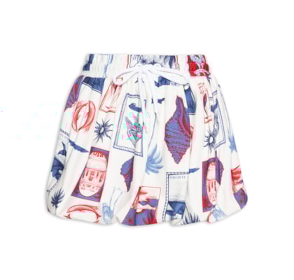 Saia Curta Balonê Moletom Tropical Vinta - Branco