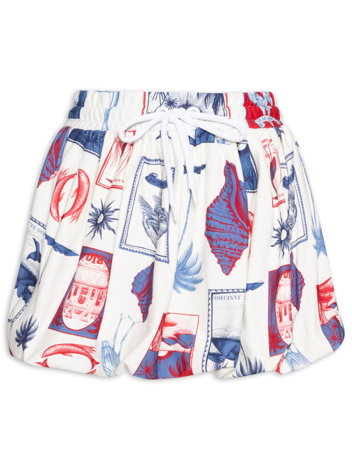 Saia Curta Balonê Moletom Tropical Vinta - Branco