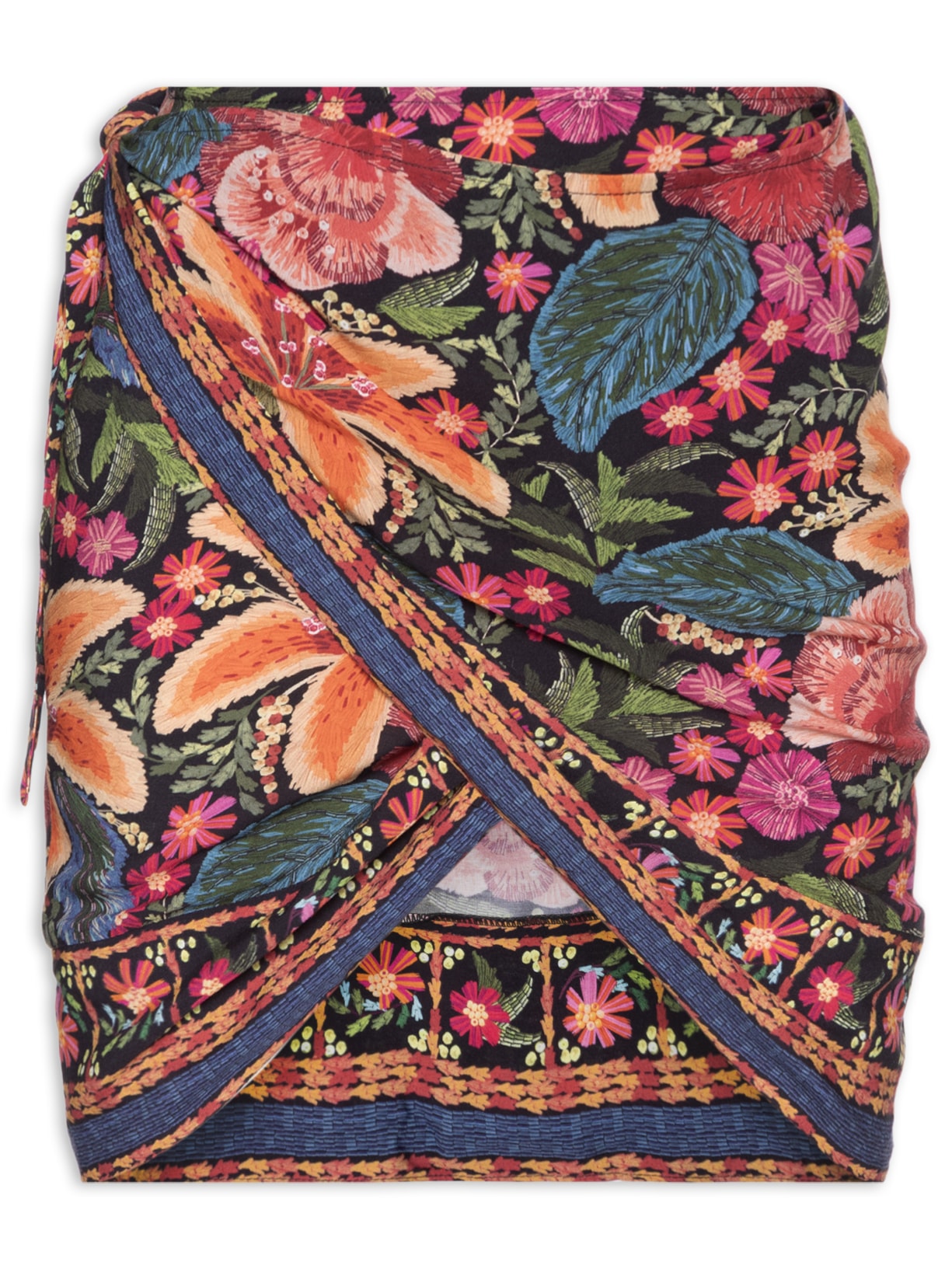 Saia Curta Bordadeira - Preto