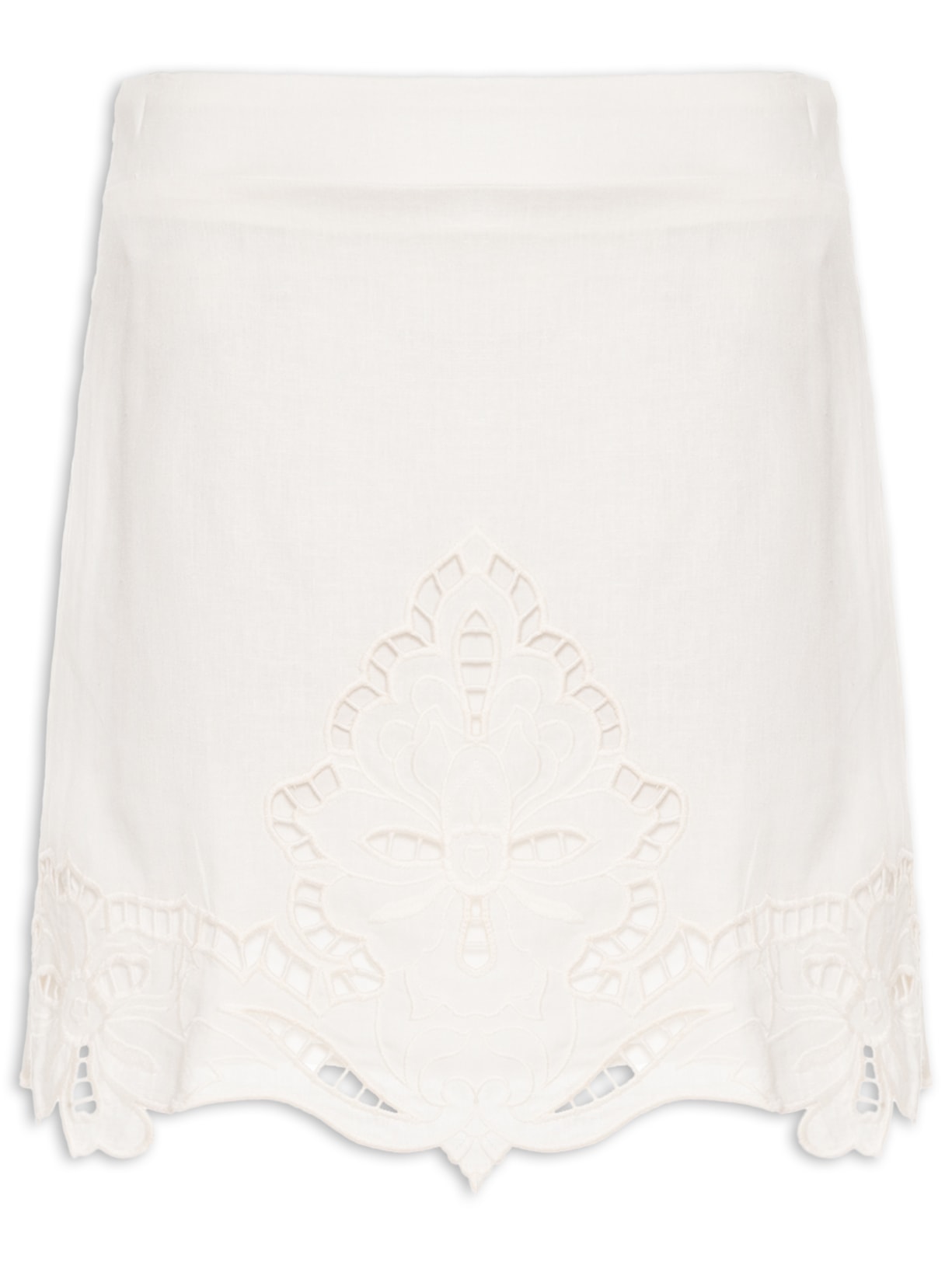 Saia Curta Bordado Bloom - Branco