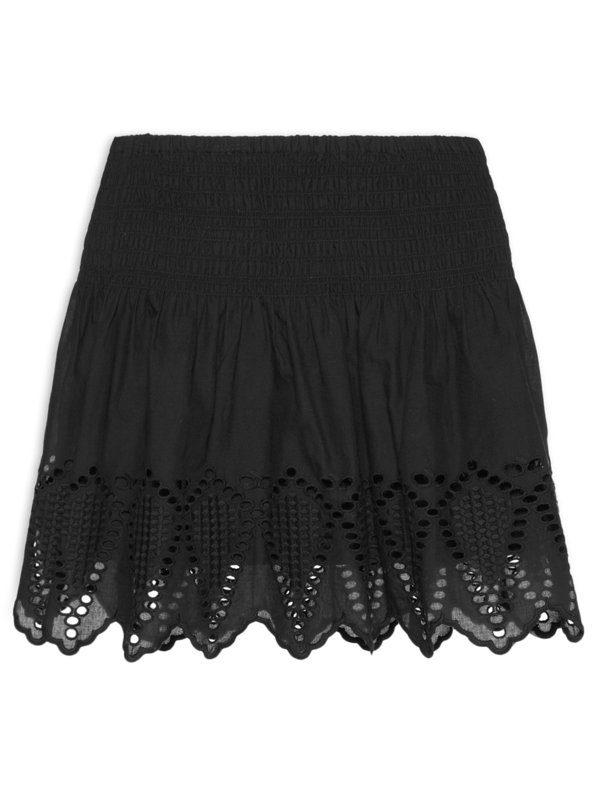 Saia Curta Bordado Pontas Preto Maria Filó
