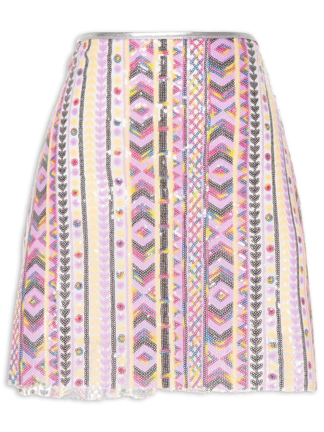 Saia Curta Carnaval Paetê Folk - Rosa