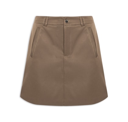 Saia Curta Com Bolso - Marrom