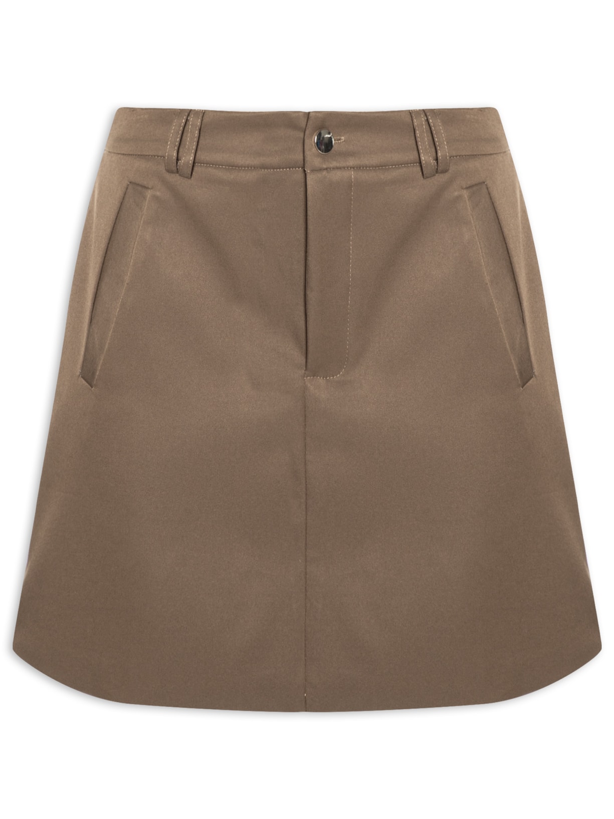Saia Curta Com Bolso - Marrom