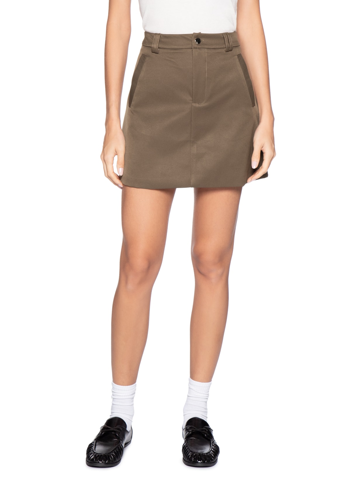 Saia Curta Com Bolso Marrom Basiq