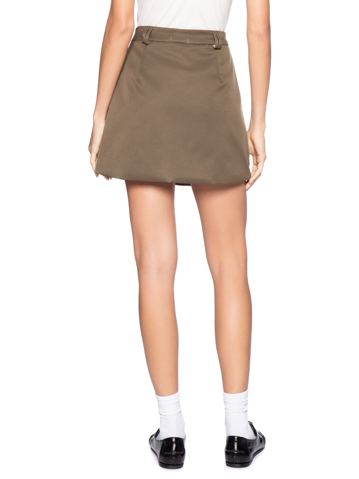 Saia Curta Com Bolso Marrom Basiq