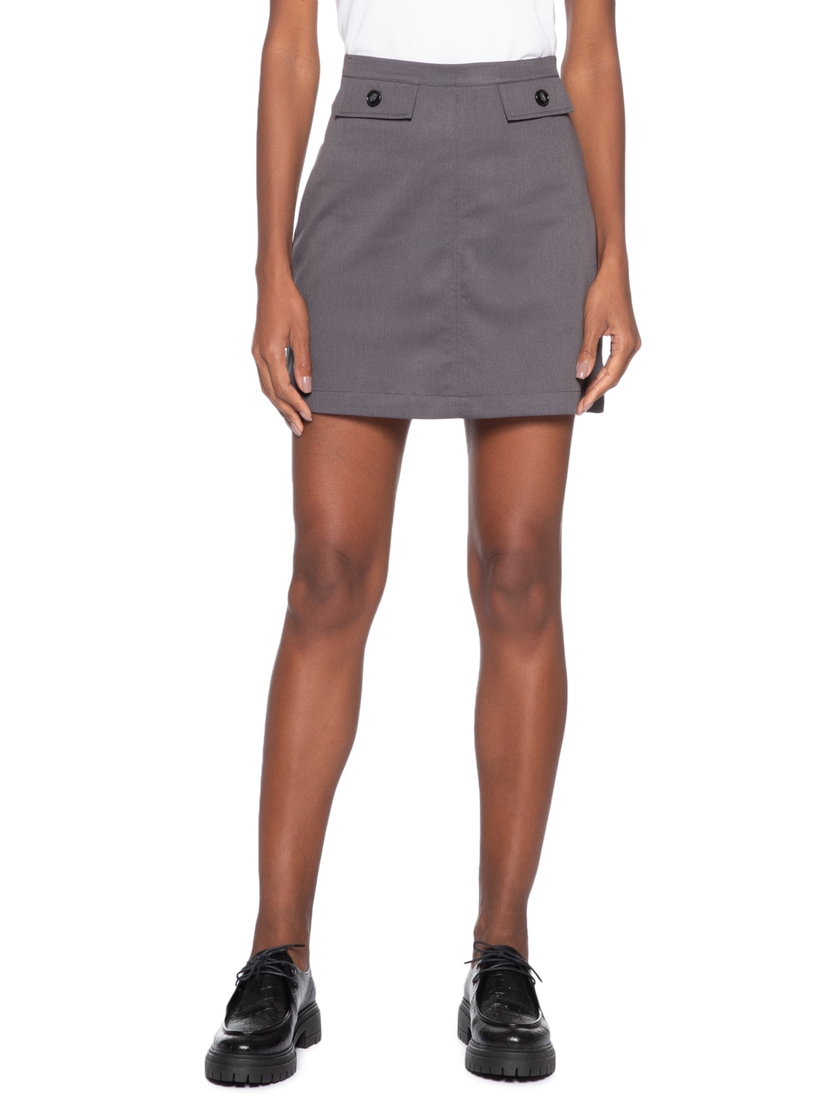 Saia Curta Detalhe Lapela Cinza Basiq