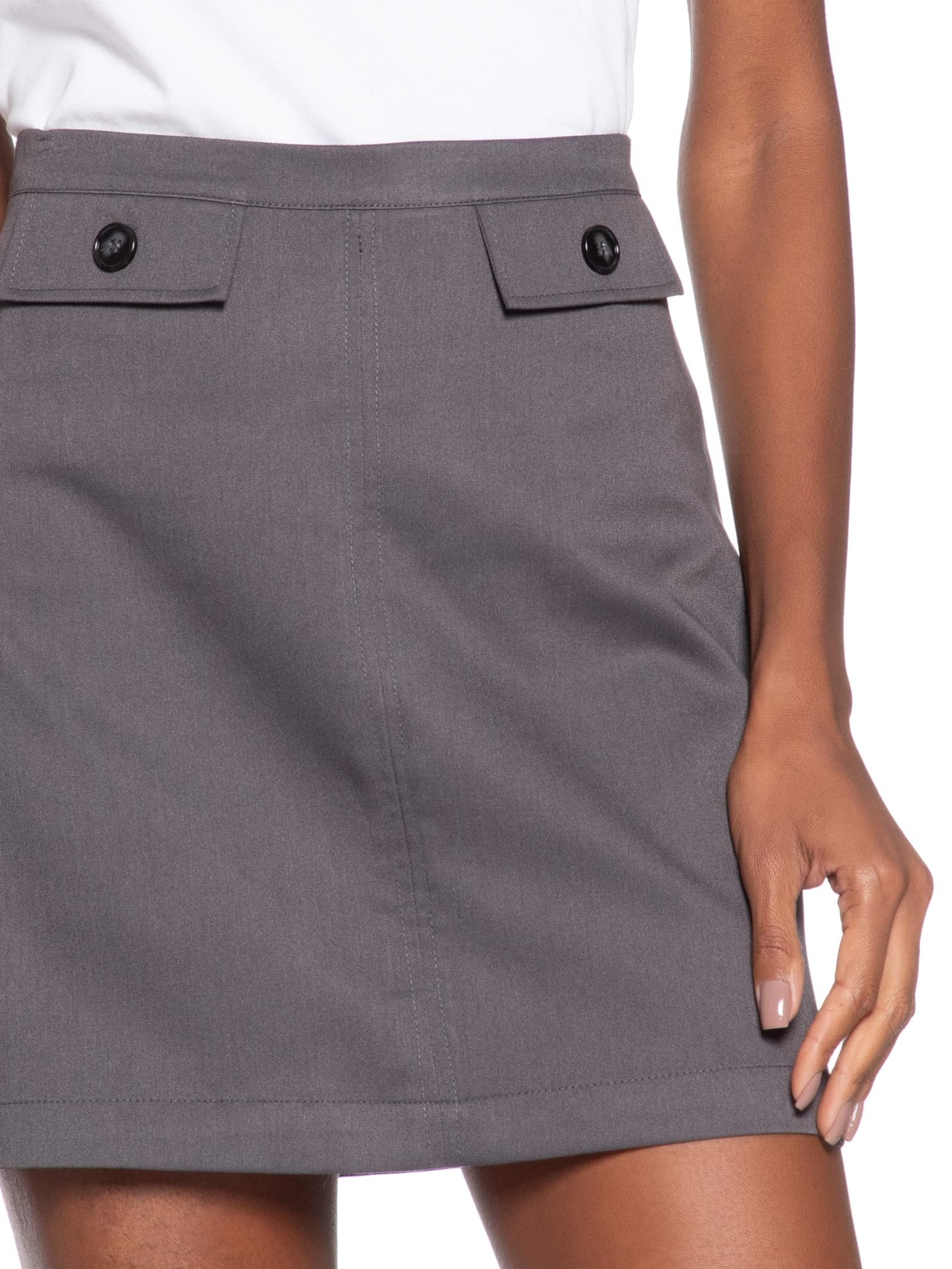 Saia Curta Detalhe Lapela Cinza Basiq