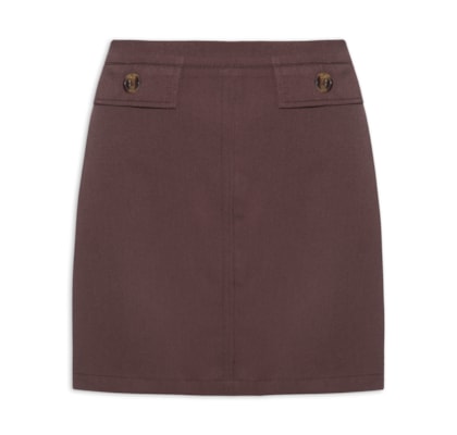 Saia Curta Detalhe Lapela - Marrom