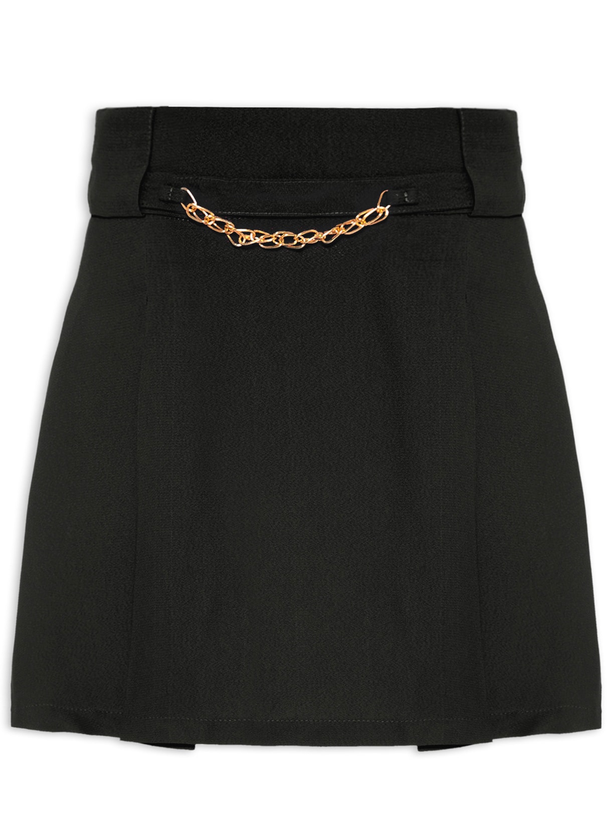 Saia Curta Em Crepe Com Pregas '2essential Preto