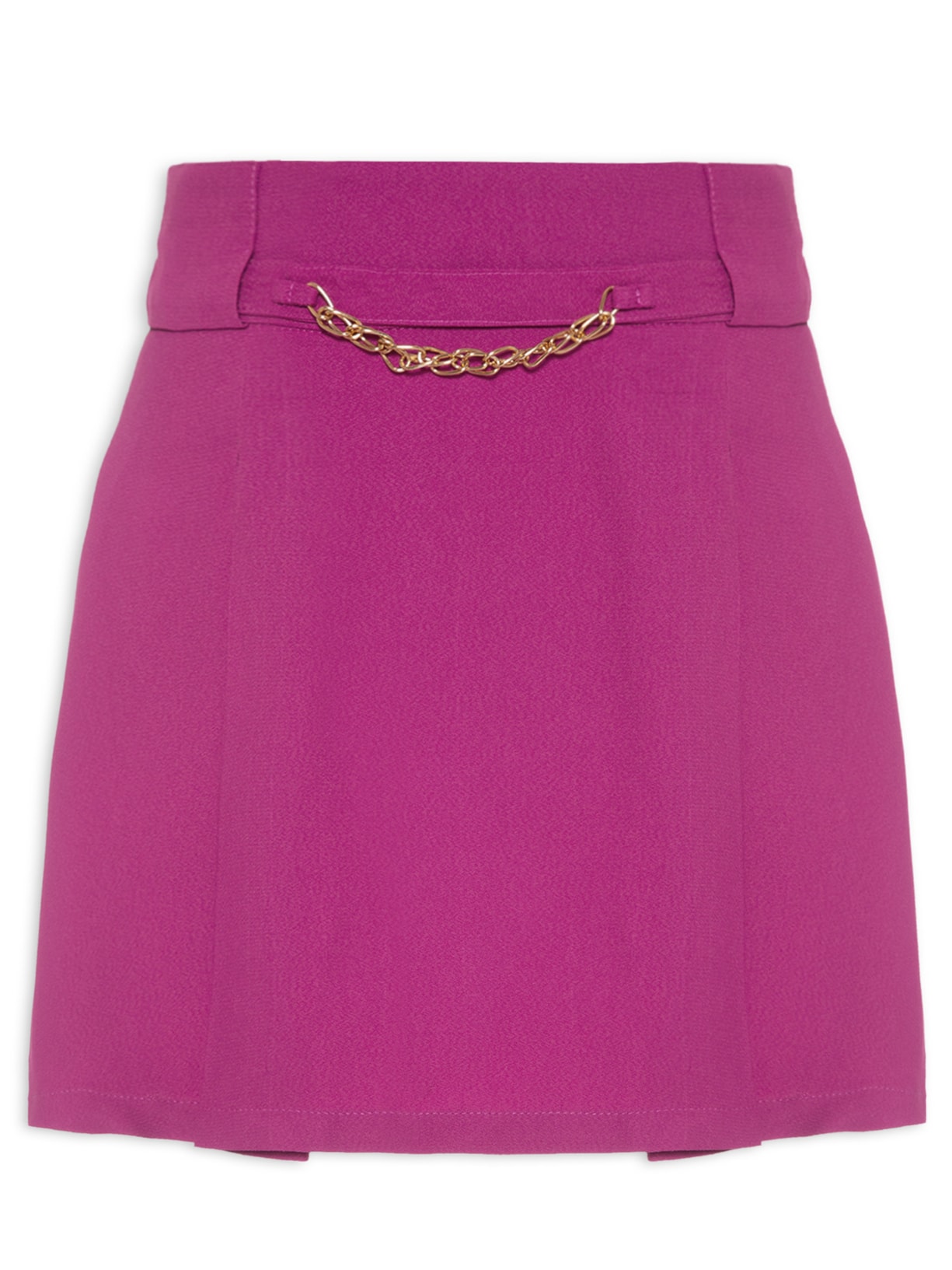 Saia Curta Em Crepe Com Pregas - Rosa