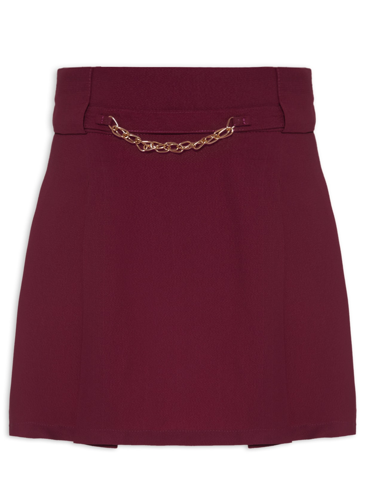 Saia Curta Em Crepe Com Pregas Vinho '2Essential