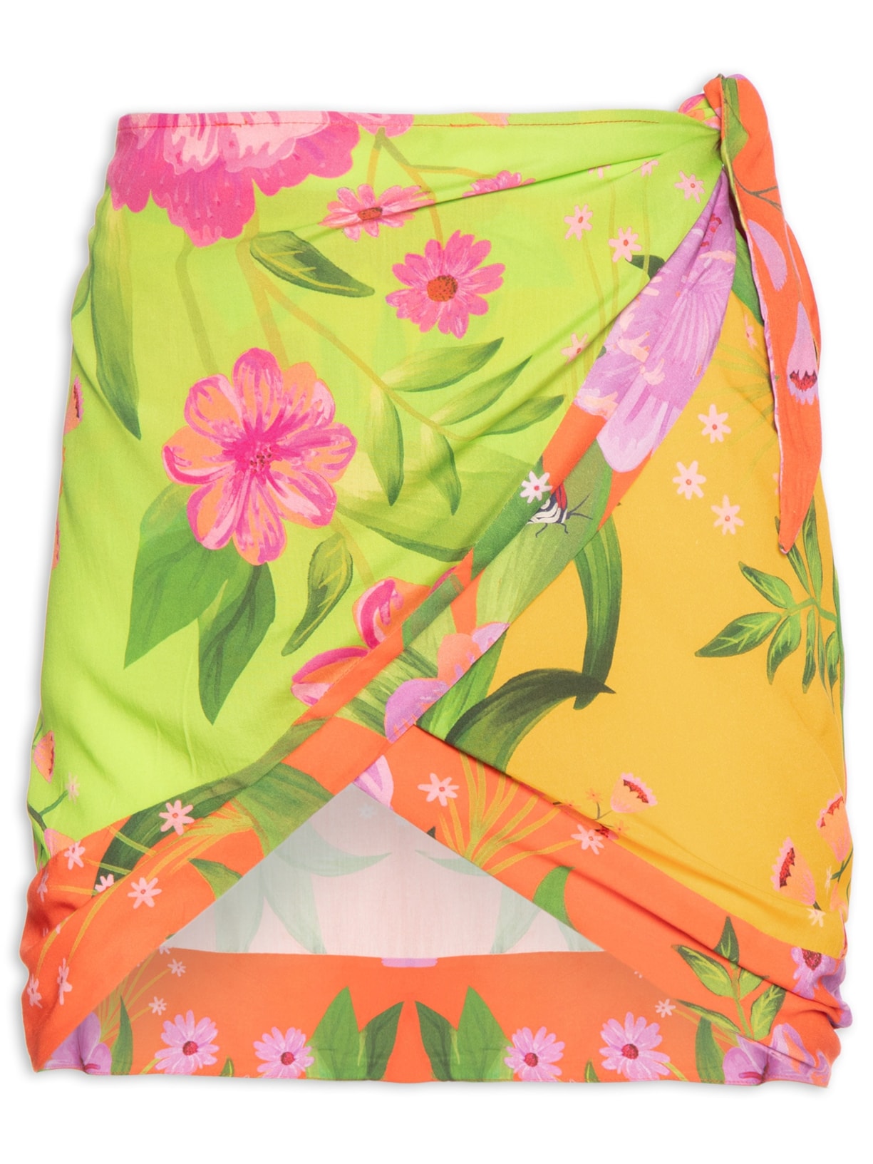 Saia Curta Floral Bem Me Quer - Laranja