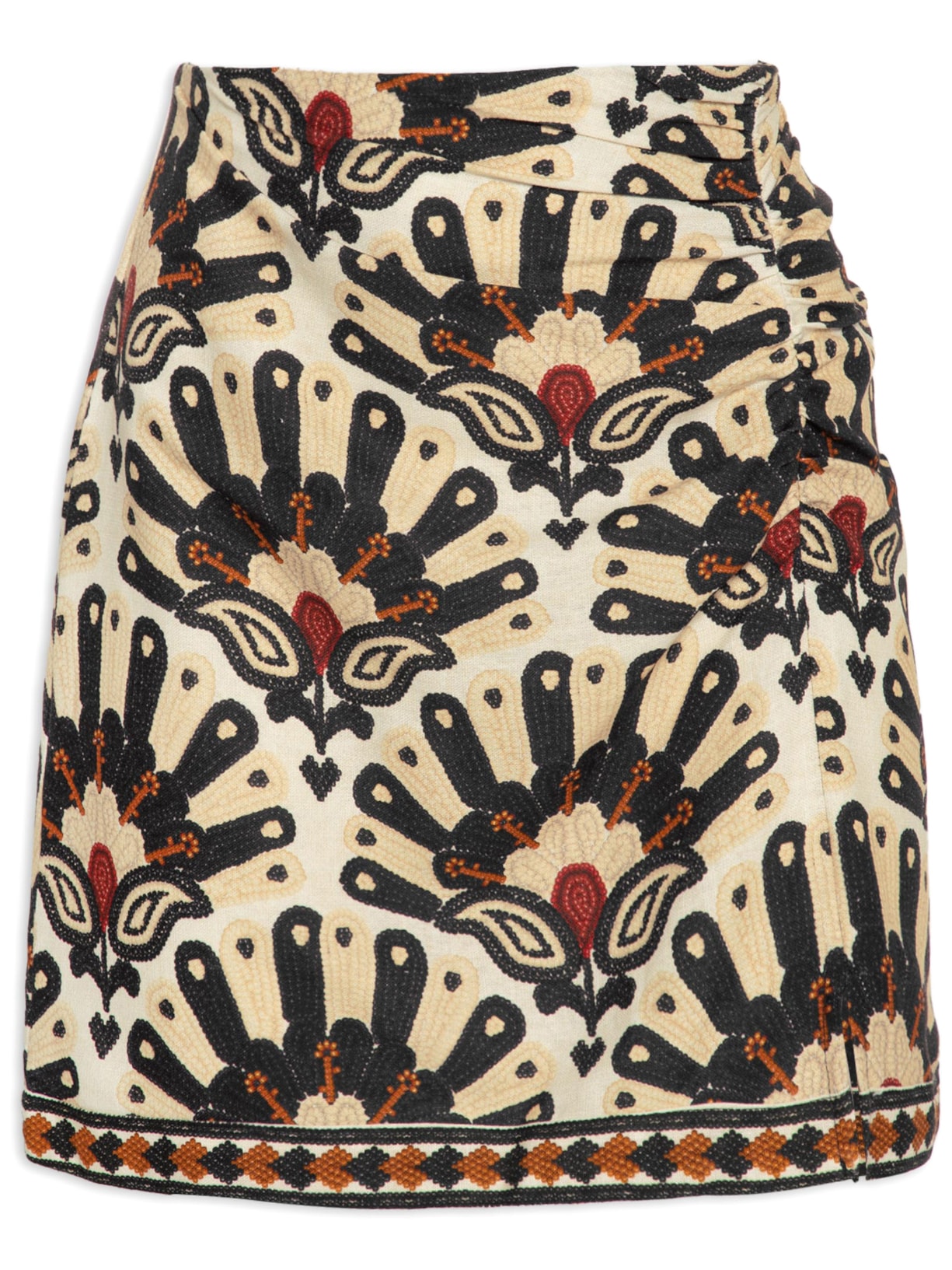 Saia Curta Leque De Flor - Bege