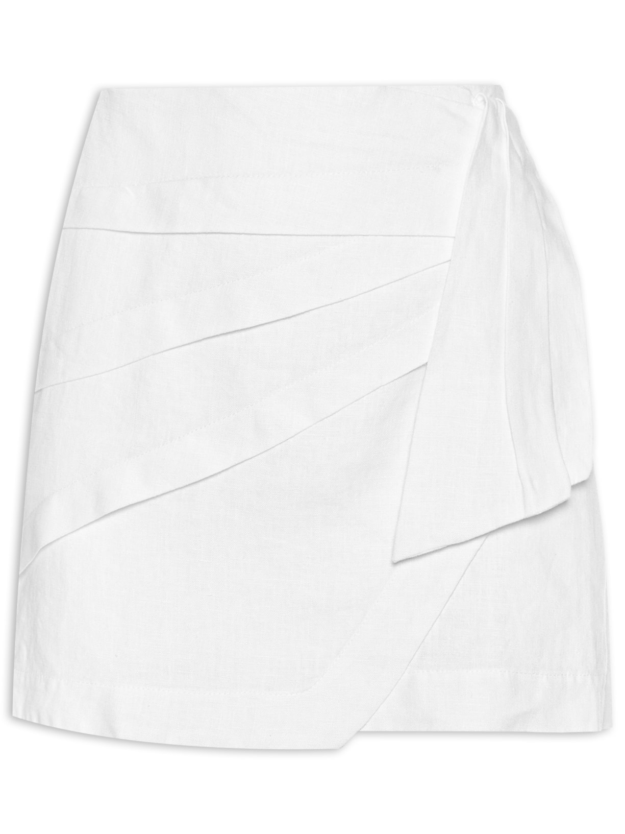 Saia Curta Linho Transpasse - Branco