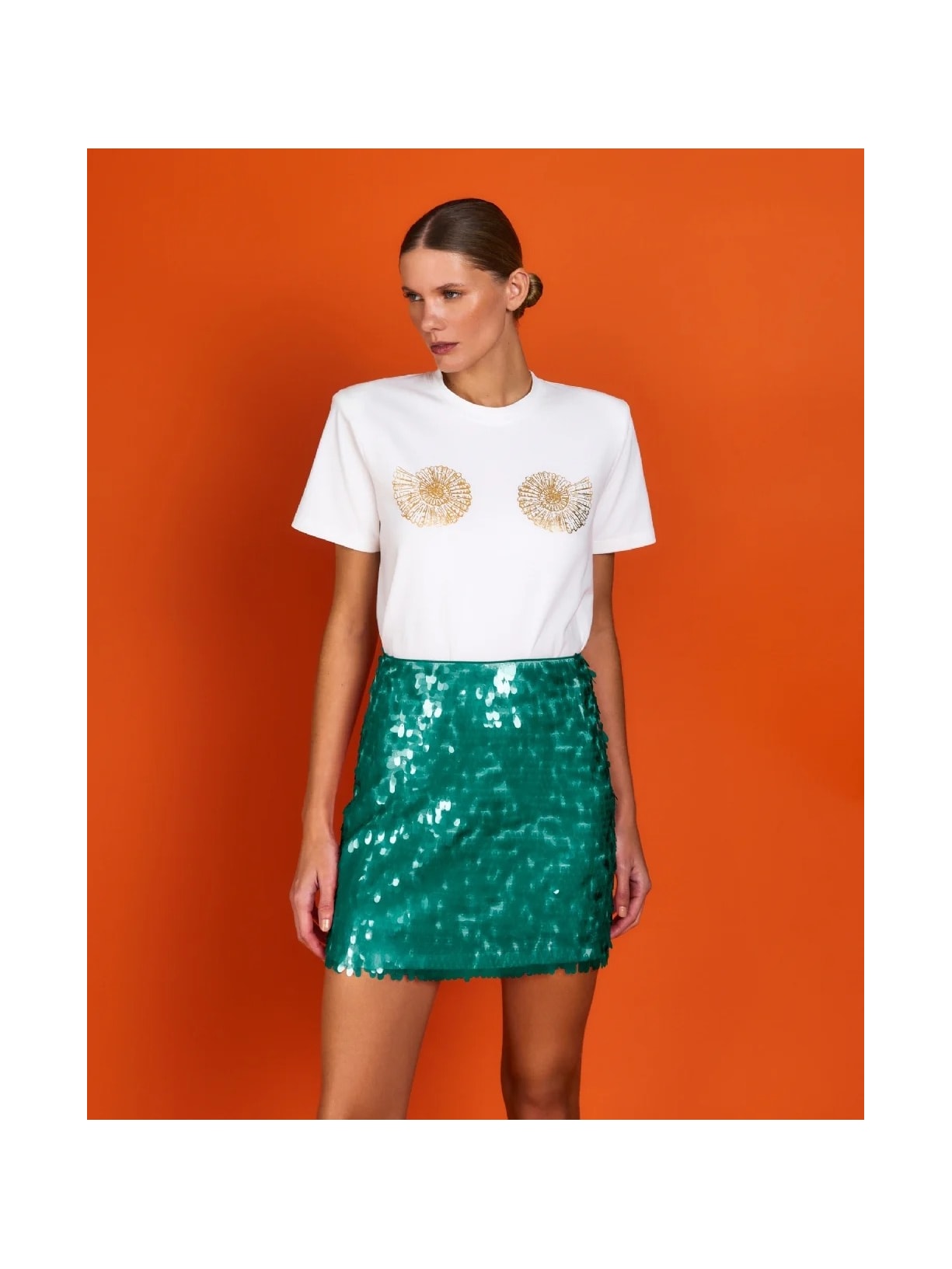 Saia Curta Mareh Escama Verde Shop Ginger