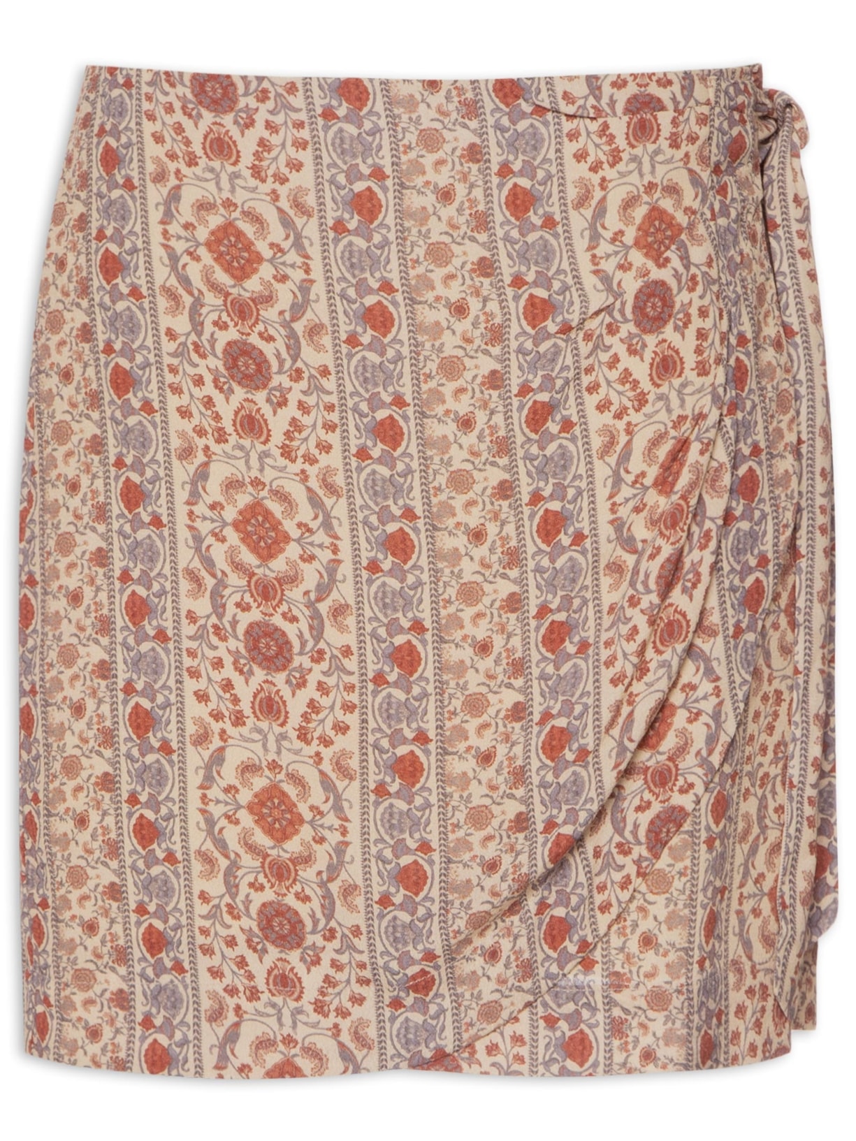 Saia Curta Pareô Estampa Agave Palha - Rosa