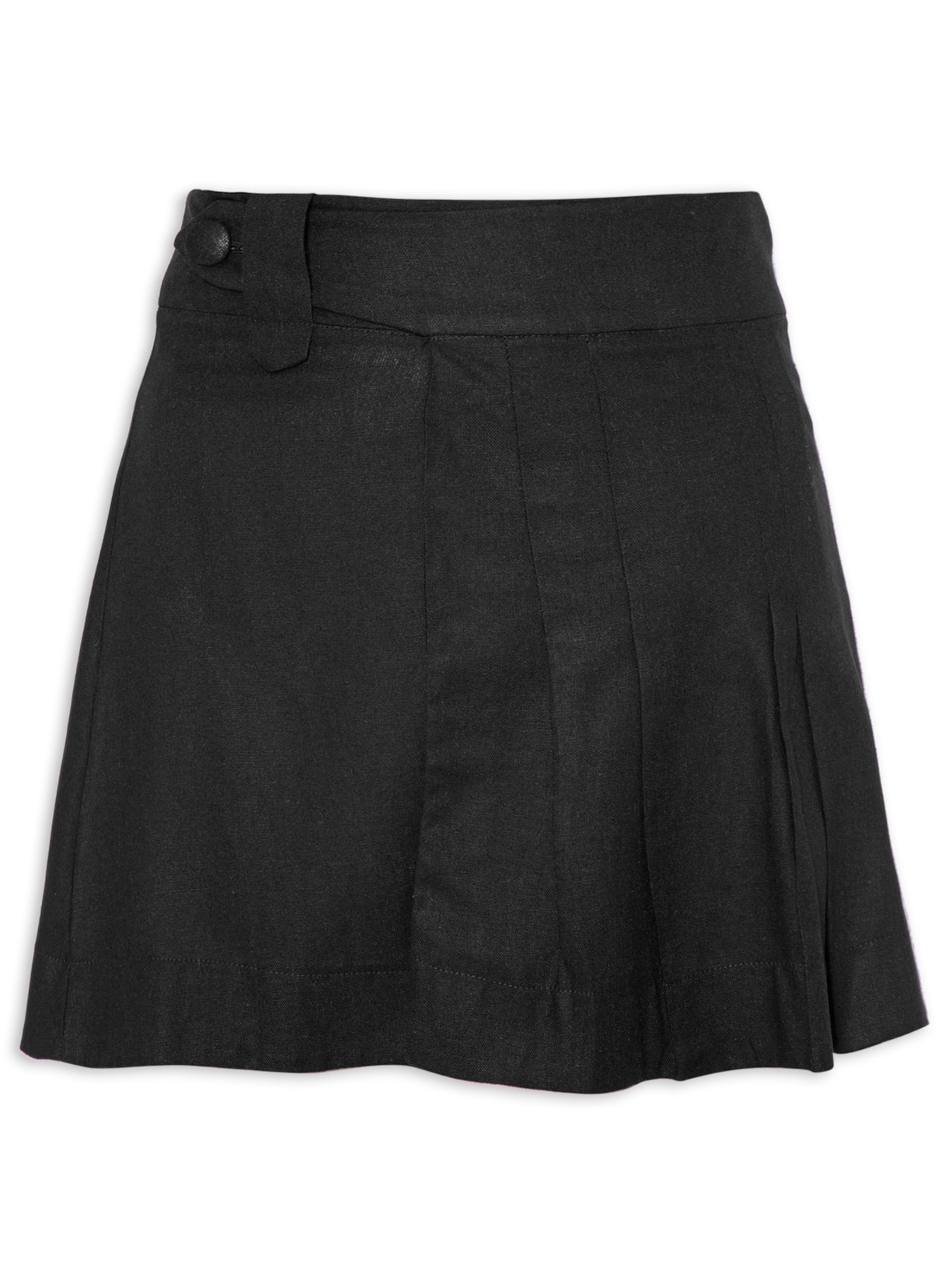 Saia Curta Pregas Faixa - Preto