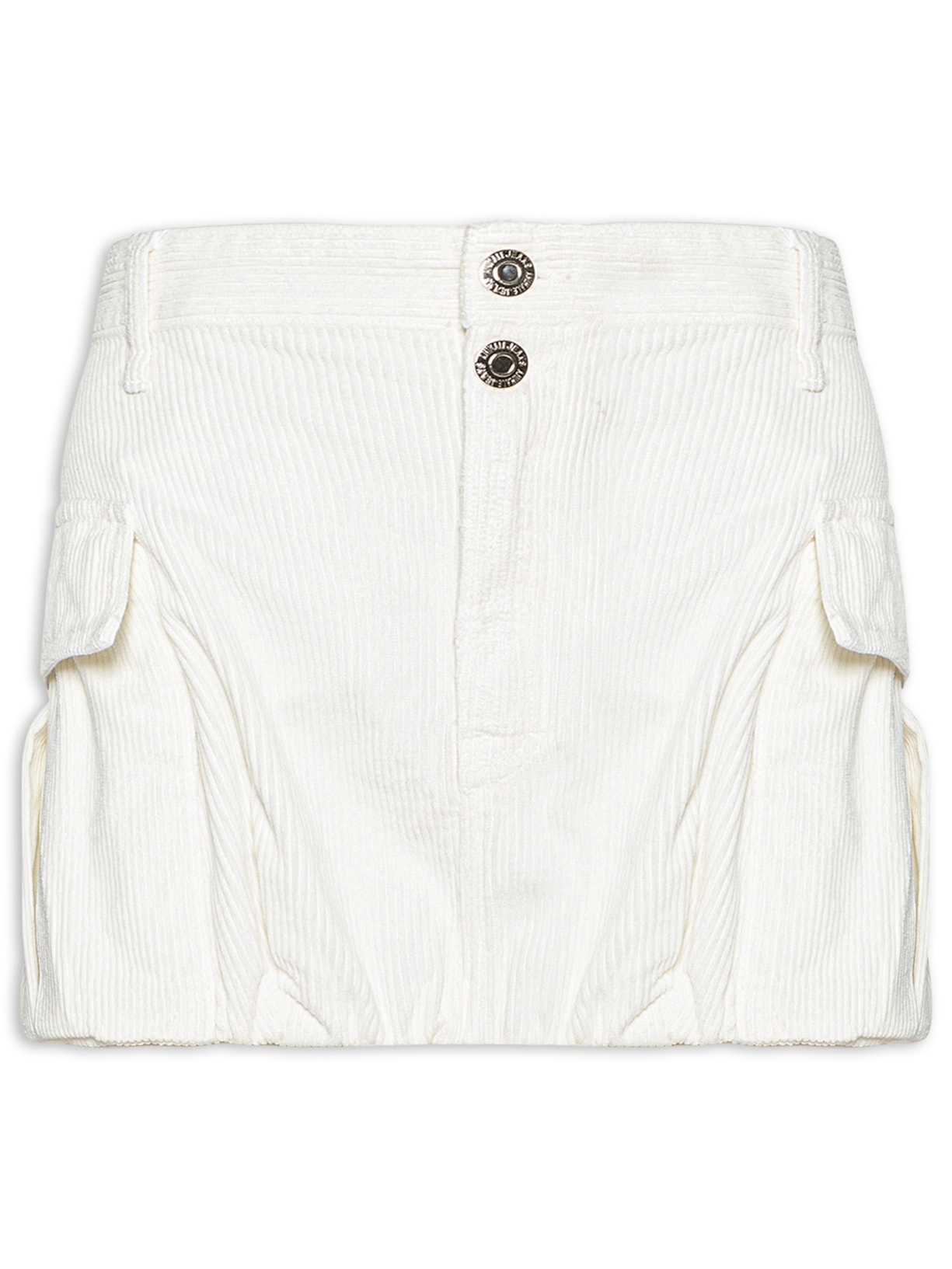 Saia Curta Sarja Pregas Na Barra Cotelê- Branco Animale Jeans