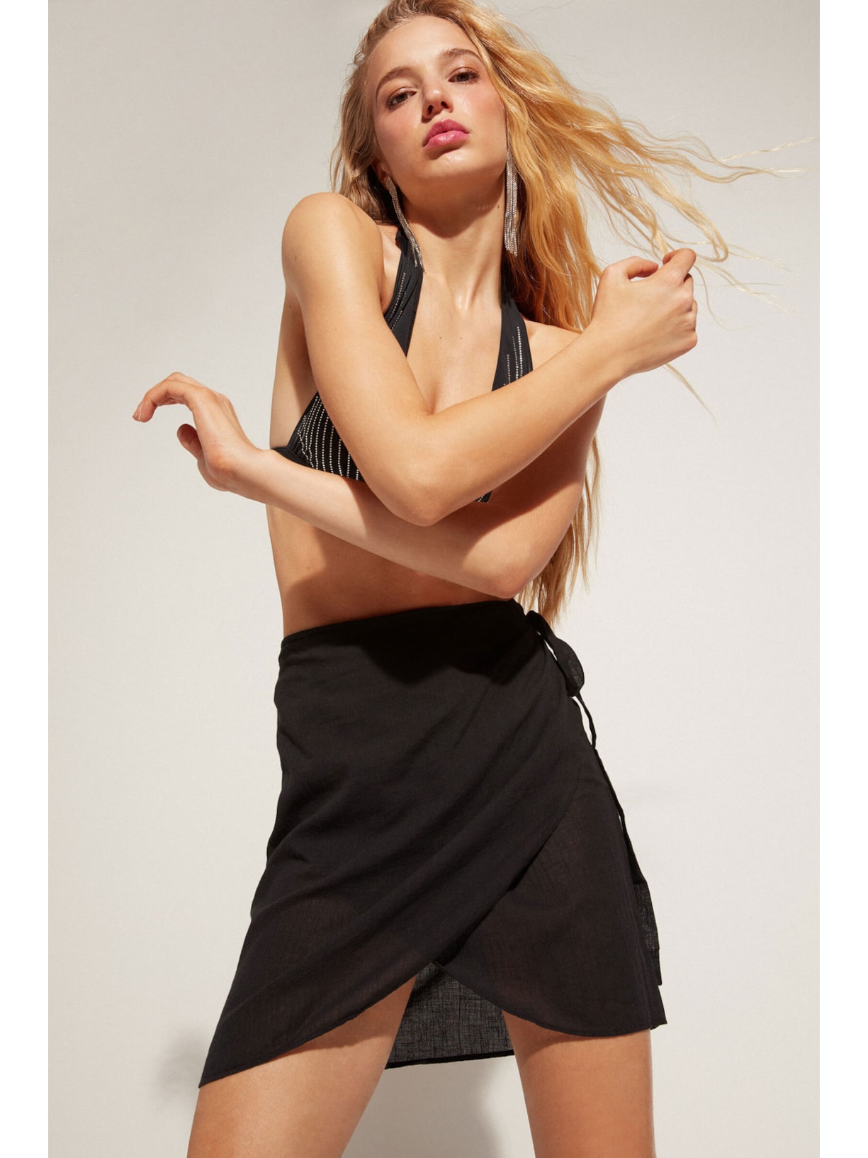 Saia Curta Transpassada Preto Calzedonia