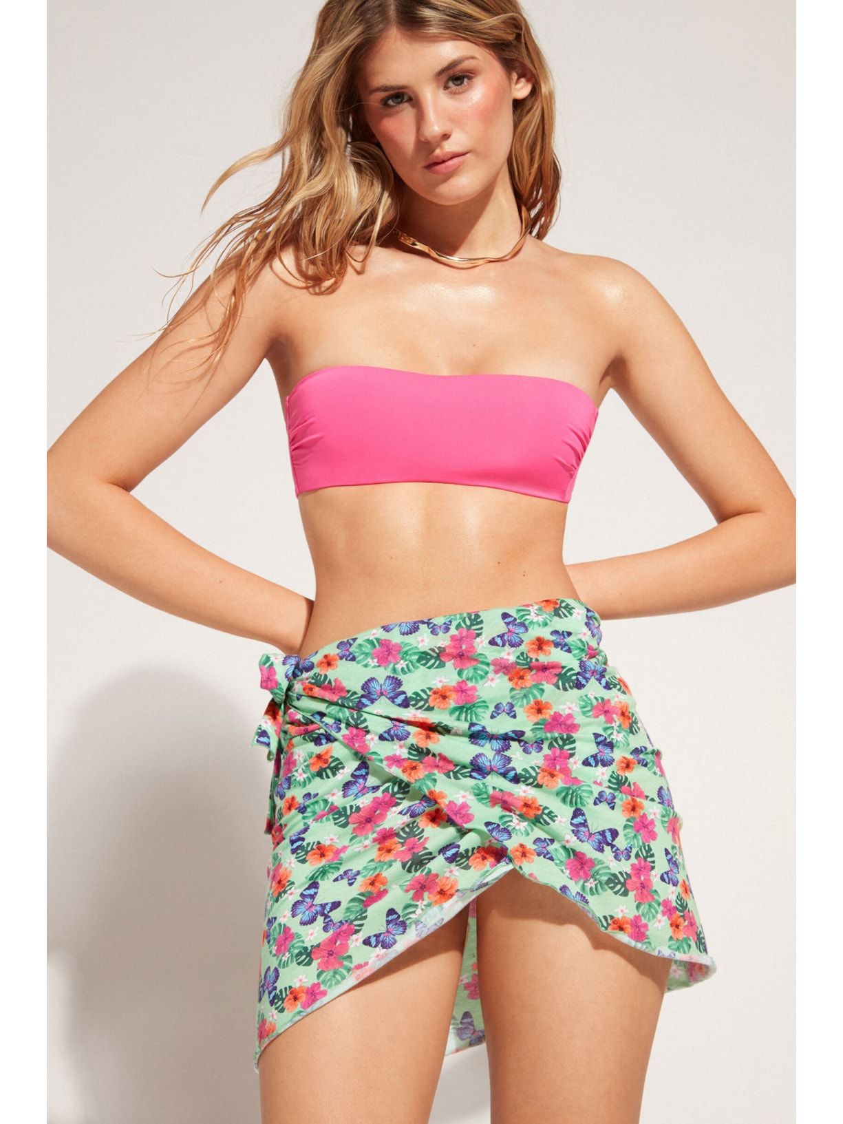 Saia Curta Transpassada Verde Calzedonia