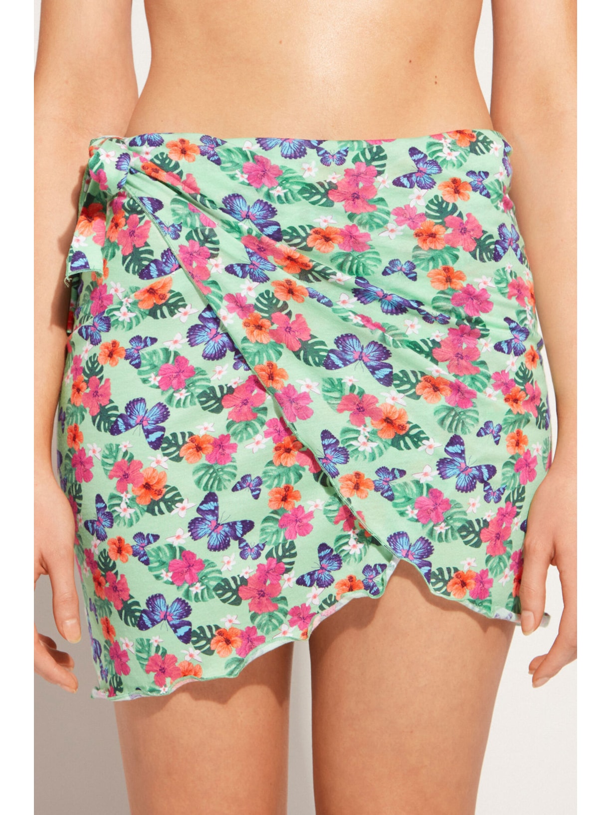 Saia Curta Transpassada Verde Calzedonia