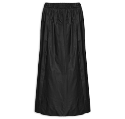 Saia De Algodão Midi Preta - Preto