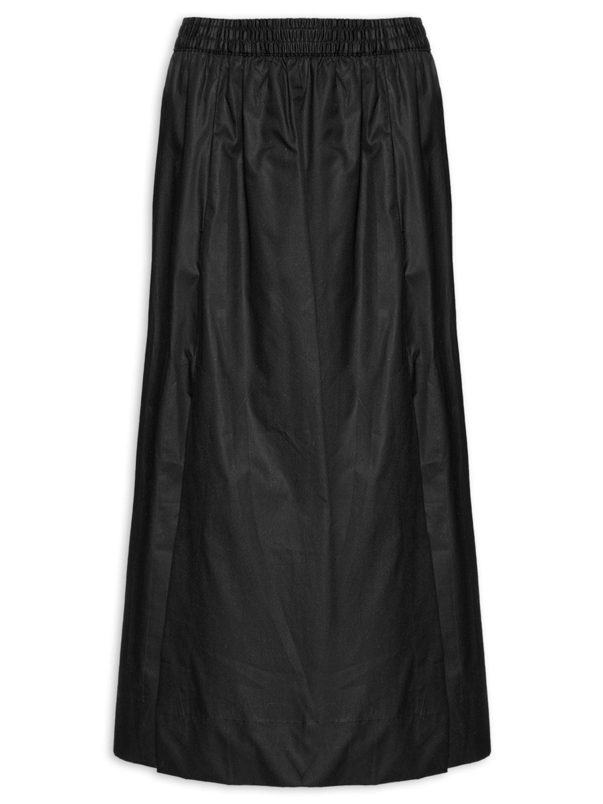Saia De Algodão Midi Preta - Preto