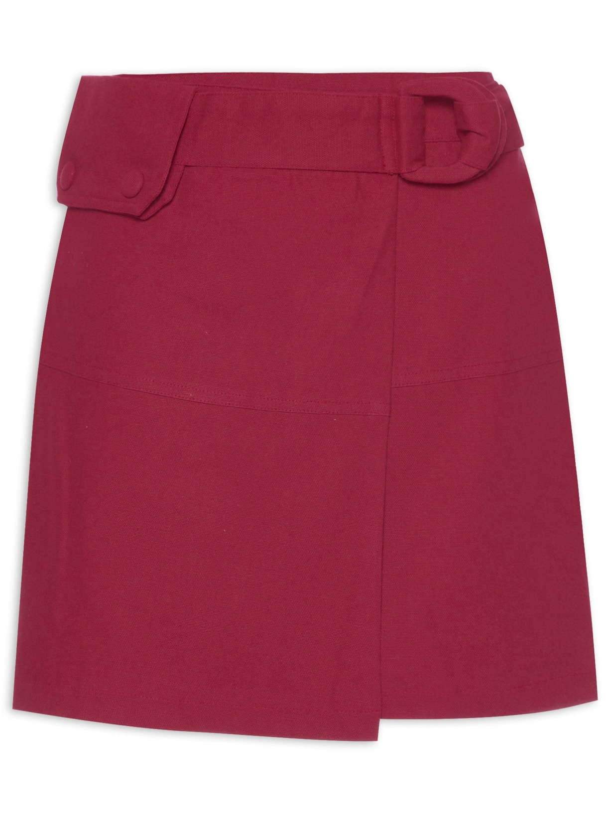 Saia De Algodão Orgânico Com Cinto - Vermelho