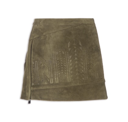 Saia De Chamois Curta Etnica - Verde