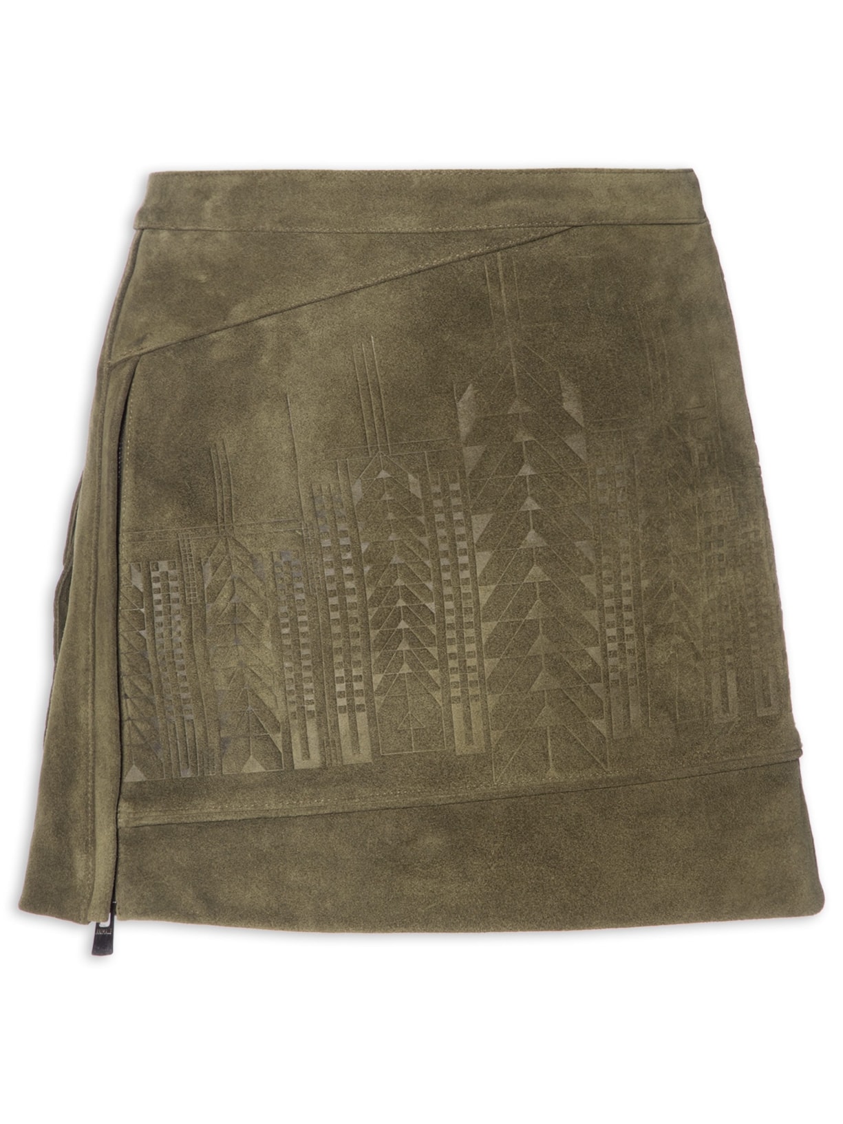 Saia De Chamois Curta Etnica - Verde