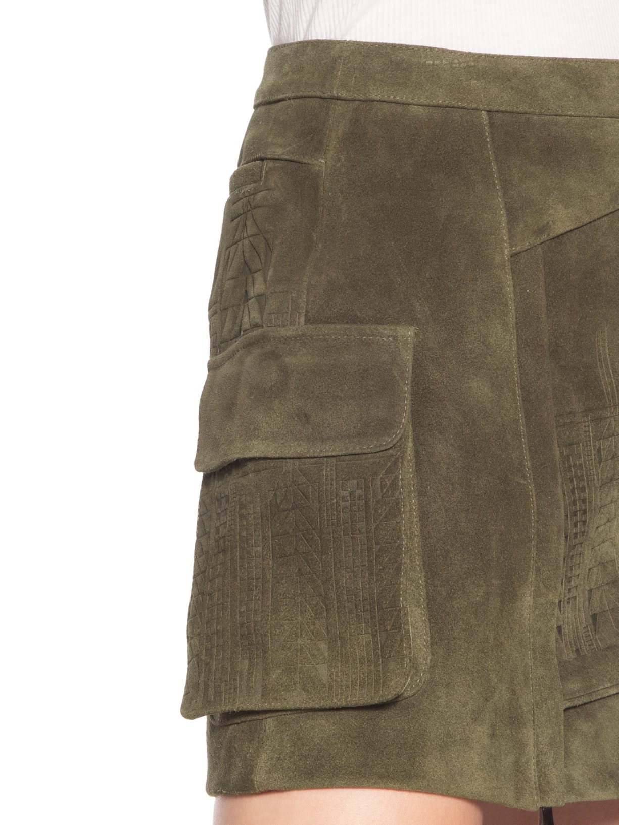 Saia De Chamois Curta Etnica Verde Animale