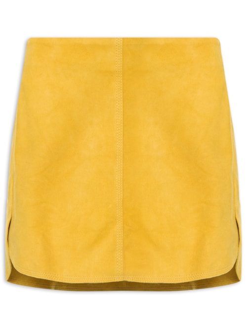Saia De Chamois Pespontada Fraldada - Amarelo