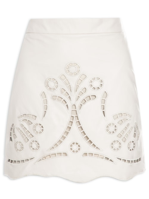 Saia De Couro Cintura Alta Richelieu - Off White
