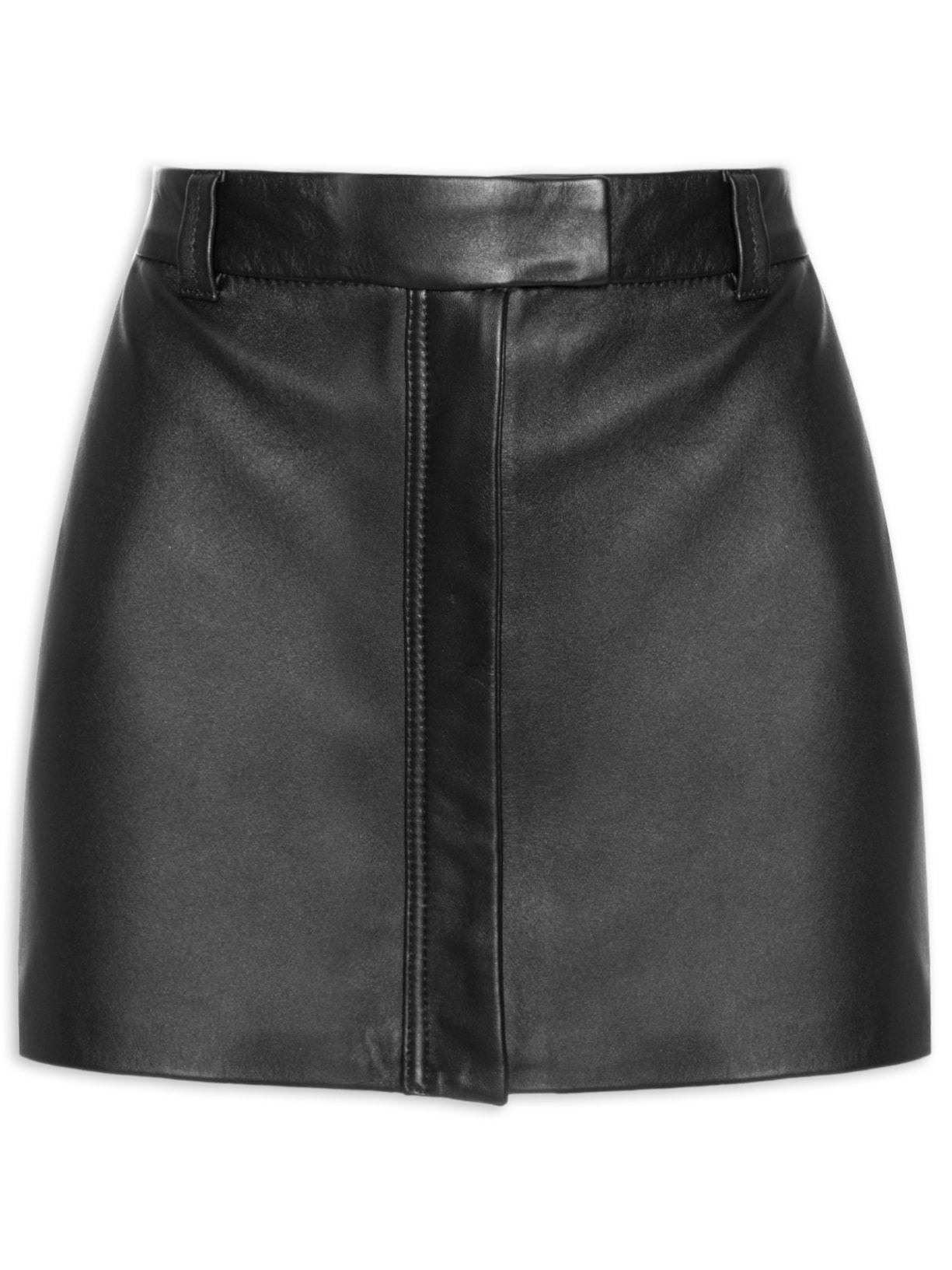 Saia De Couro Mini Clean - Preto