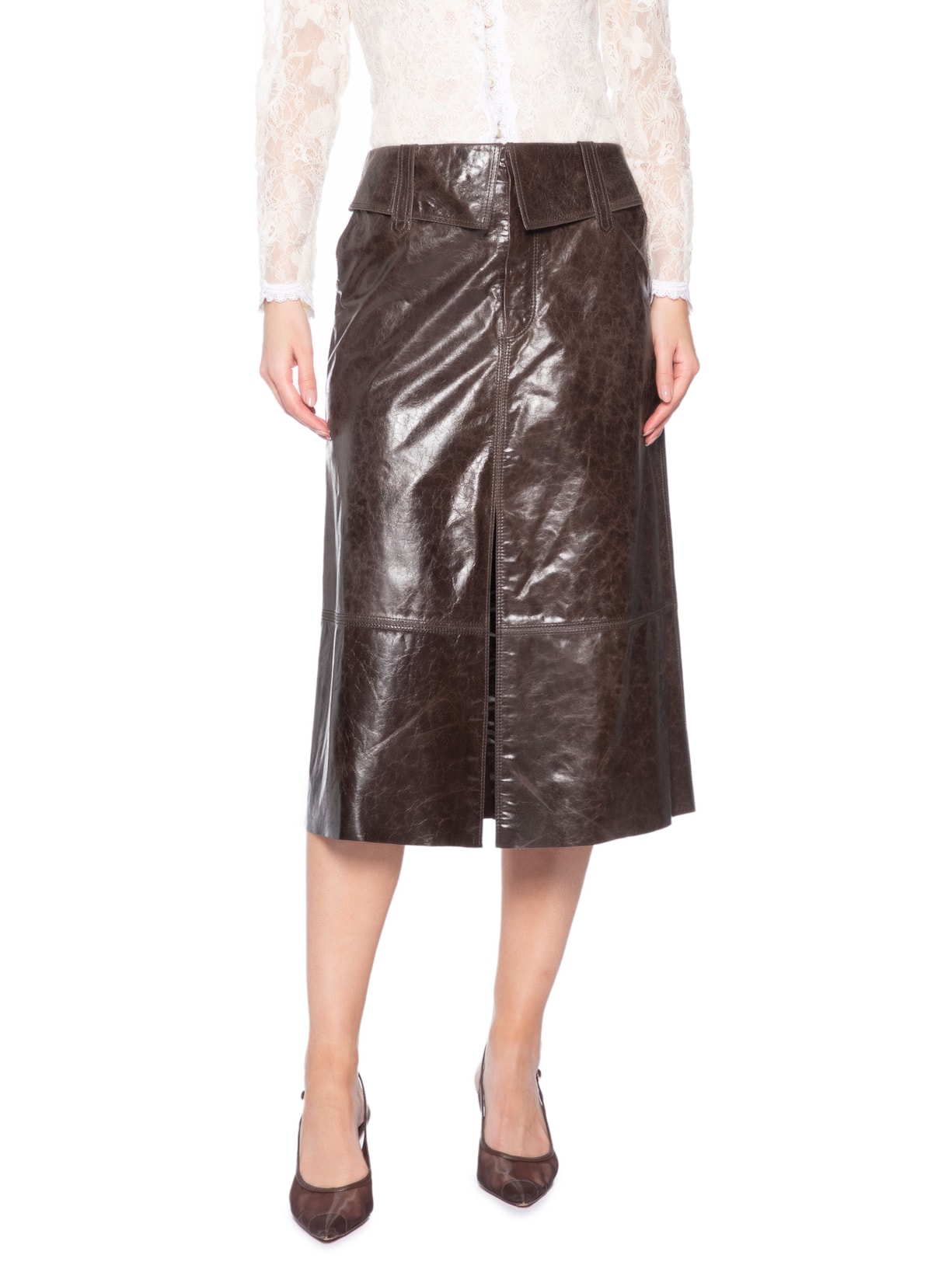 Saia de Couro Sun – Marrom Nk