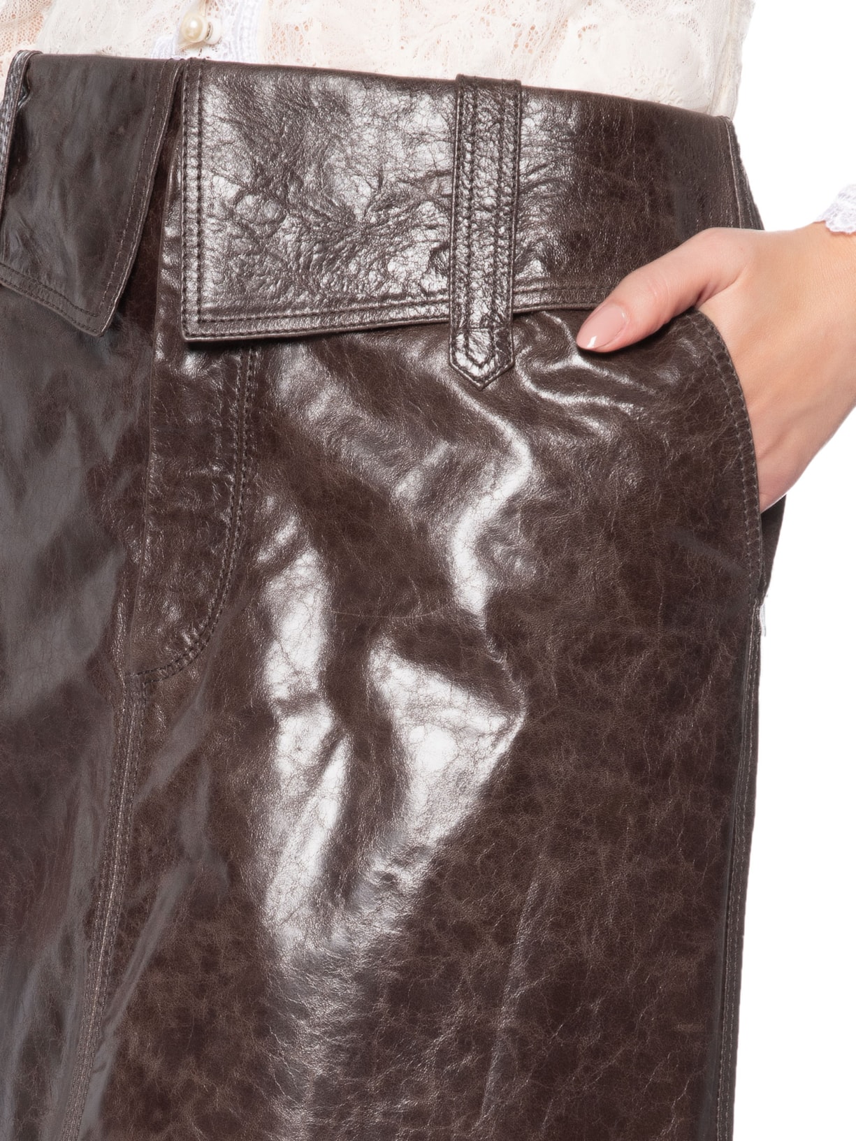 Saia de Couro Sun – Marrom Nk